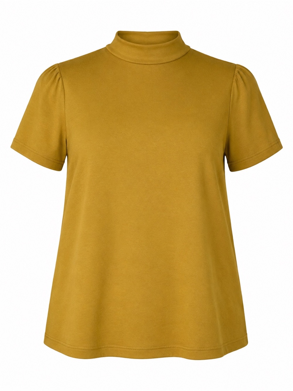 NLT Mustard Mock Neck Short Sleeve Top Size Large NWOT Made in USA
